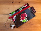 Black Cherry Oilcloth Combination Set - Small Cosmetic Bag & Small Pouch