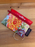 Red Mums Oilcloth Combination Set - Mini and Small Cosmetic Bag, Small Pouch