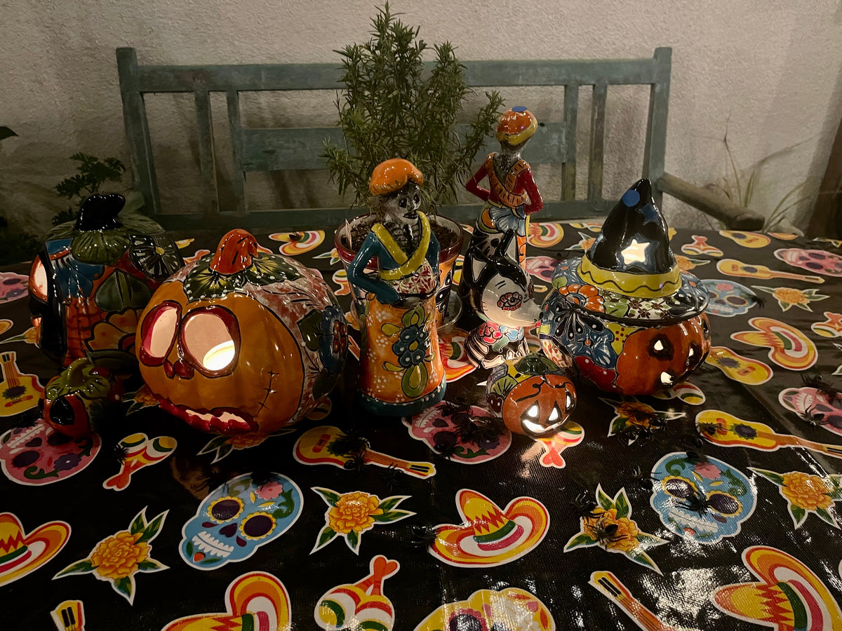 Black Skulls Oilcloth Tablecloths