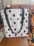 Reversible Oilcloth Totebag - Black and Silver Confetti with Black Gingham - Two Sizes