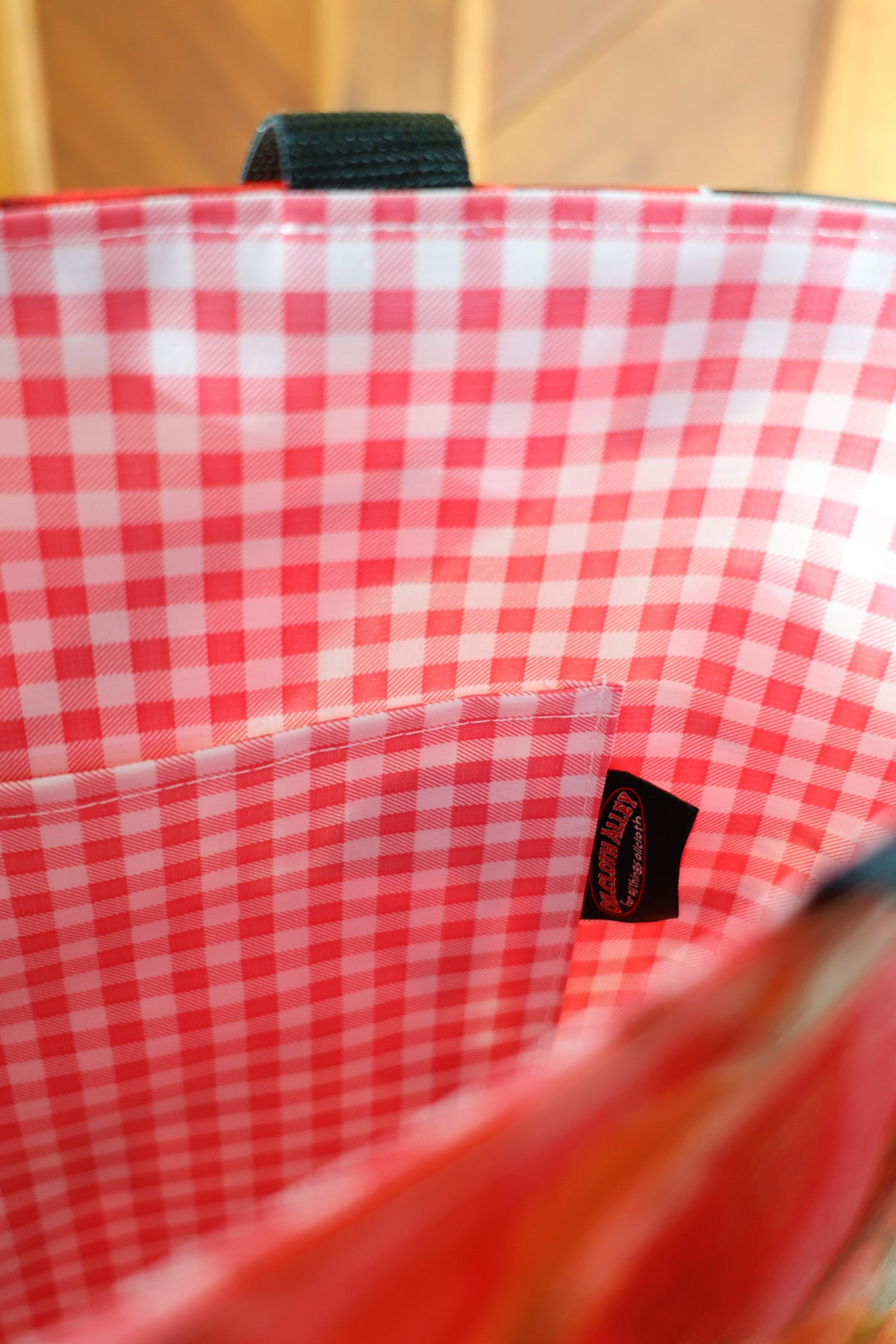 Reversible Oilcloth Totebag - Pink Magenta Blossom with Pink Gingham Two Sizes