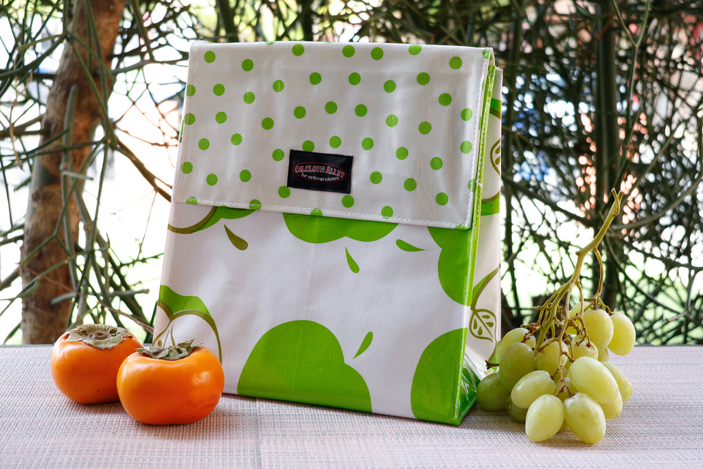 Oilcloth Insulated Lunch Bag Green Apple Oilcloth Alley
