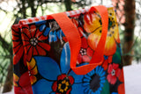 Oilcloth Insulated Lunch Bag - Black Flora