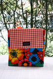Oilcloth Insulated Lunch Bag - Black Flora