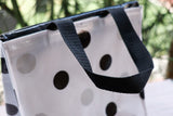 Oilcloth Insulated Lunch Bag - Black and Silver Confetti
