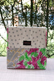 Oilcloth Insulated Lunch Bag - Silver Bougainvillea