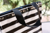 Oilcloth Insulated Lunch Bag - Black and White Stripes