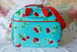 Oilcloth Carryall Bag - Turquoise Cherry