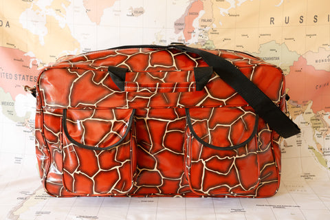 Oilcloth Weekender Bag - Red Giraffe