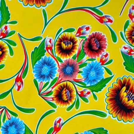 Yellow Spring Bloom Oilcloth Fabric
