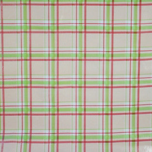 Pink and Green Tartan - Plaid Oilcloth Fabric