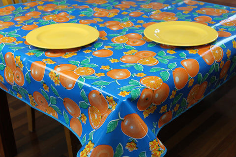 Blue Oranges Oilcloth Tablecloths
