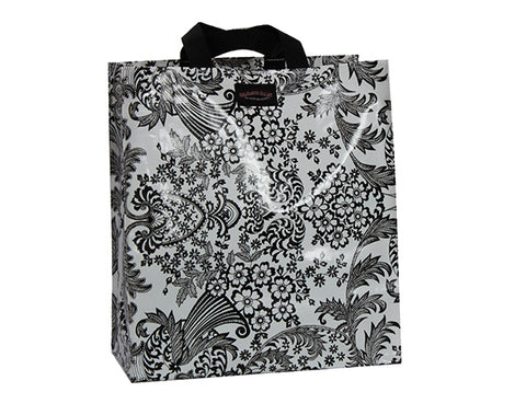 Oilcloth Shopping Bag - Black and White Toile