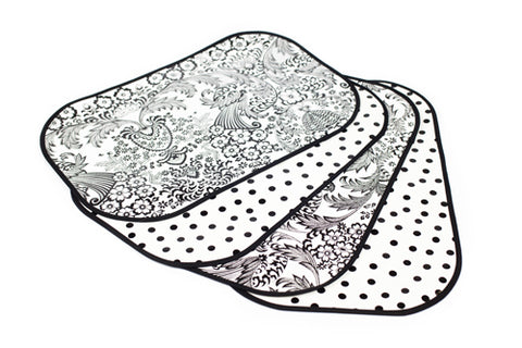 Black and White Toile Reversible Oilcloth Placemats - set of 4