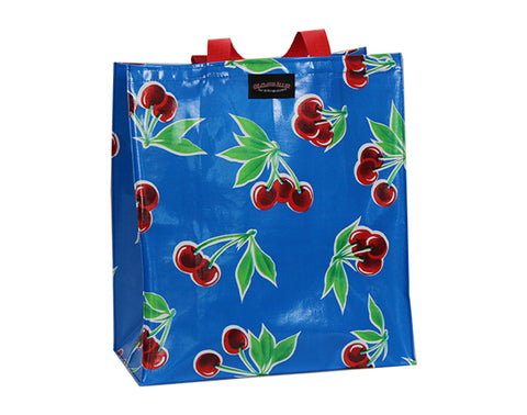 Oilcloth Shopping Bag - Blue Cherry