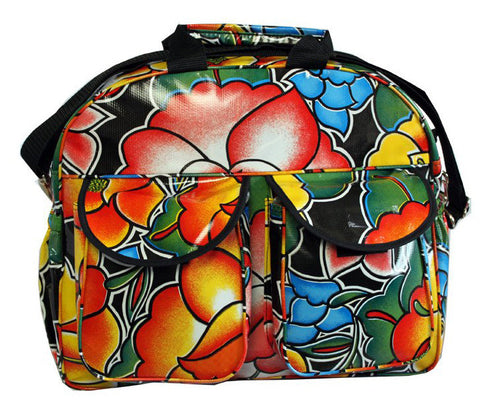 Oilcloth Carryall Bag - Black Royal Roses