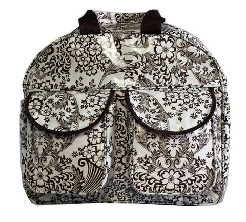 Oilcloth Carryall Bag - Black and White Toile