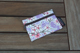 Small Oilcloth Lined Pouch - Purple Cherry Blossom