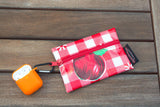 Small Oilcloth Lined Pouch - Red Cafe Check with Fruit