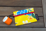Small Oilcloth Lined Pouch - Yellow Hibiscus