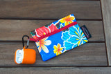 Small Oilcloth Lined Pouch - Blue Hibiscus