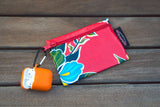 Small Oilcloth Lined Pouch - Red Hibiscus