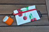 Small Oilcloth Lined Pouch - White Cherry