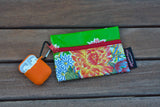 Small Oilcloth Lined Pouch - Green Mums