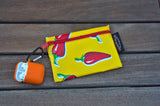 Small Oilcloth Lined Pouch - Yellow Chilis