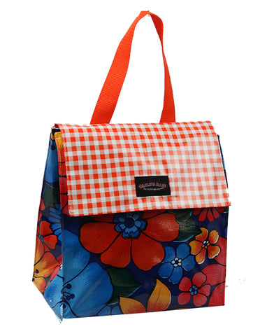 Oilcloth Insulated Lunch Bag - Navy Flora