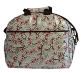 Oilcloth Carryall Bag - Silver Cherry Blossom