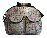 Oilcloth Carryall Bag - Silver Cherry Blossom