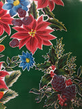 Green Vintage Christmas Oilcloth Fabric