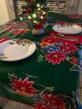 Green Vintage Christmas Oilcloth Tablecloths