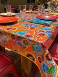 Orange Spring Bloom Oilcloth Tablecloths