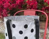 Reversible Oilcloth Totebag - Black and Silver Confetti with Black Gingham