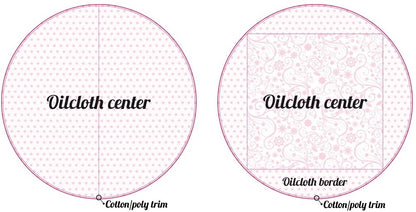 70" Round Custom Made To Order Oilcloth Tablecloth - Border Optional