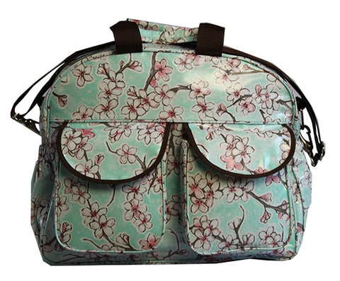 Oilcloth Carryall Bag - Seafoam Cherry Blossom – Oilcloth Alley