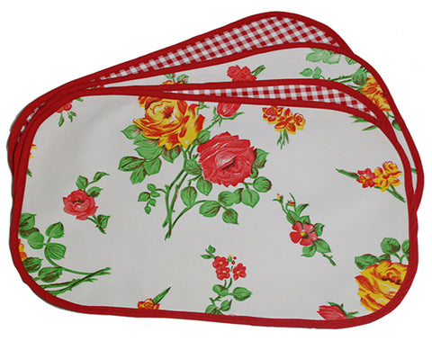 Roses Reversible Oilcloth Placemats - set of 4