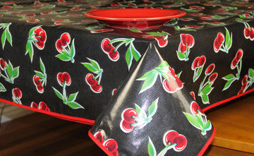 Black Cherry Oilcloth Tablecloth 84" x 47"