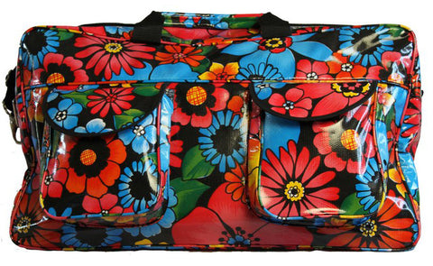Oilcloth Weekender Bag - Black Flora