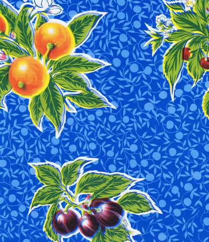 Blue Summer Fruit Oilcloth Fabric