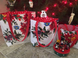 White Vintage Christmas Reversible Totebags