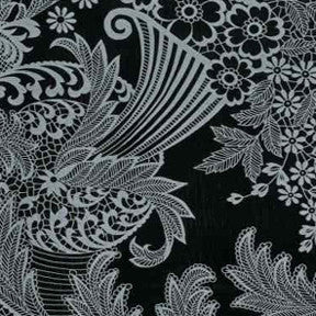 Gray and Black Toile Oilcloth Fabric