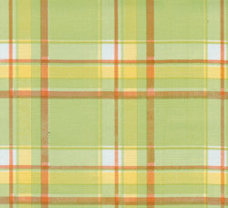 Lime Green and Orange Tartan Oilcloth Fabric