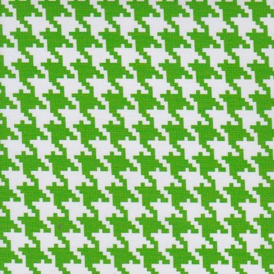 Green Houndstooth Oilcloth Fabric
