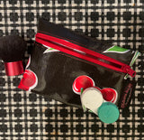 Black Cherry Oilcloth Combination Set - Mini and Small Cosmetic Bag, Small Pouch