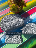 Toile Oilcloth Combination Set - Small and Mini Cosmetic Bag, Small Pouch