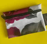 Magenta Blossom Oilcloth Combination Set - Mini and Small Cosmetic Bag, Small Pouch