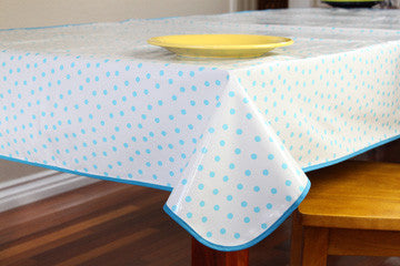 Light Blue Oilcloth Tablecloth 84" x 47"
